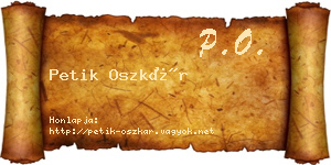 Petik Oszkár névjegykártya